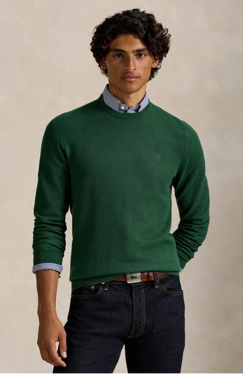 Polo Ralph Lauren Textured Cotton Crewneck Sweater In Green