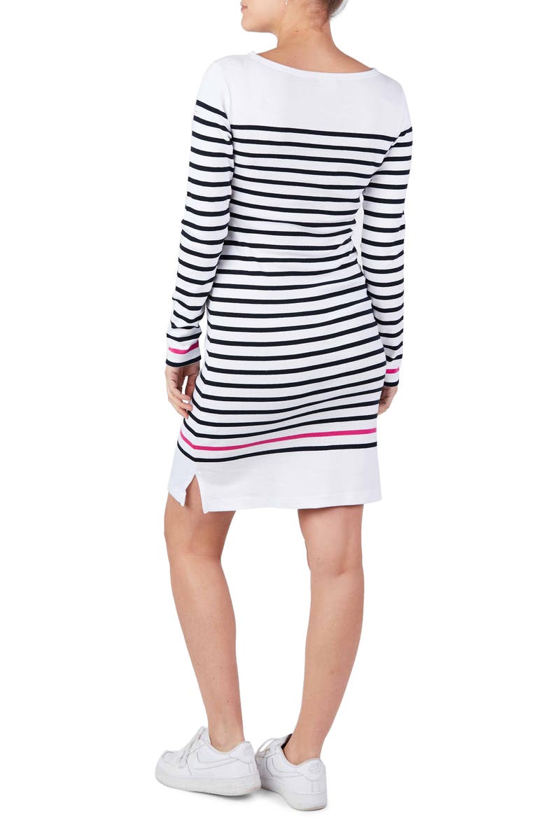x Armor Lux C'est La Vie Quimper Long Sleeve Maternity Dress, Alternate, color, WHITE/ MARINE