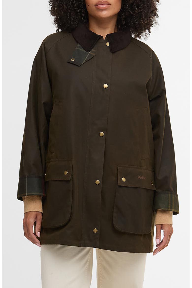 Acorn Water Repellent Waxed Cotton Jacket, Main, color, OLIVE
