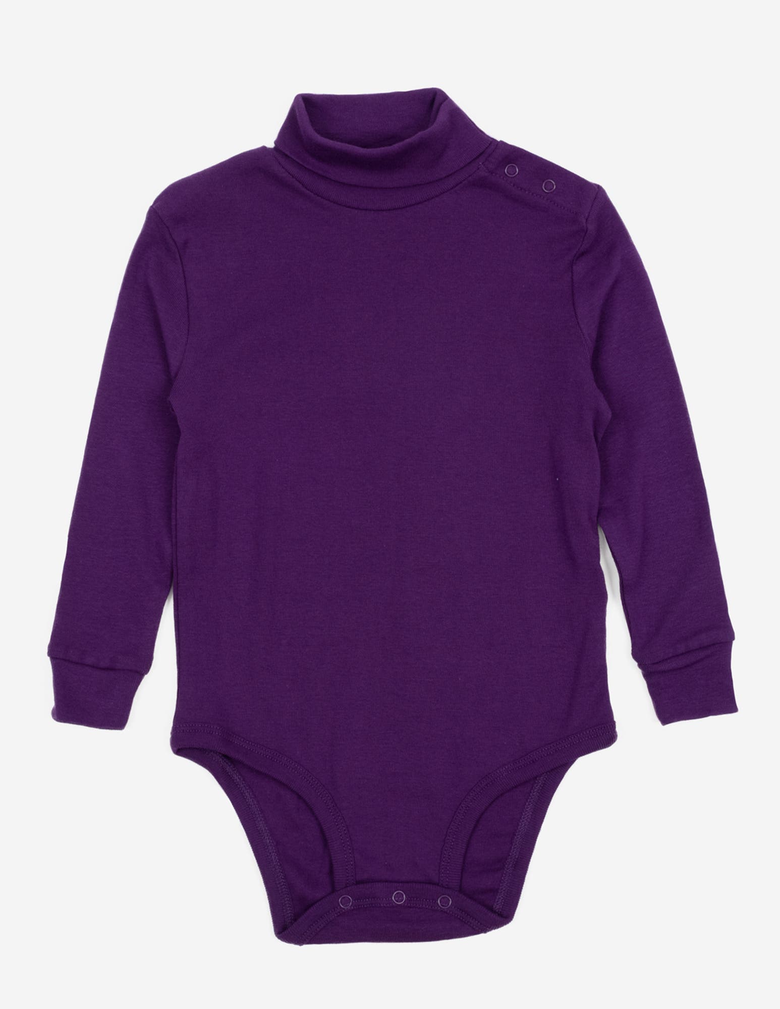 Leveret Baby Turtleneck Bodysuit, Cotton Long Sleeve in Dark Purple 