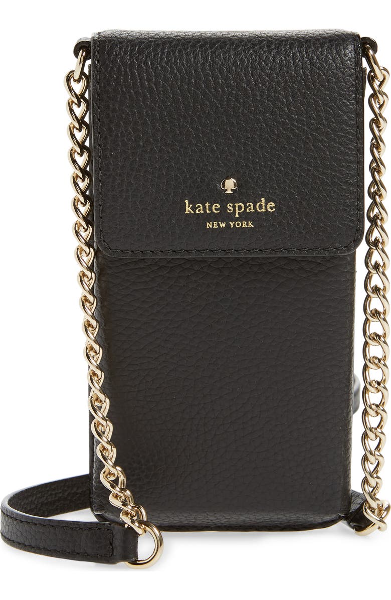 Kate Spade New York north/south leather smartphone crossbody bag, Main, color,