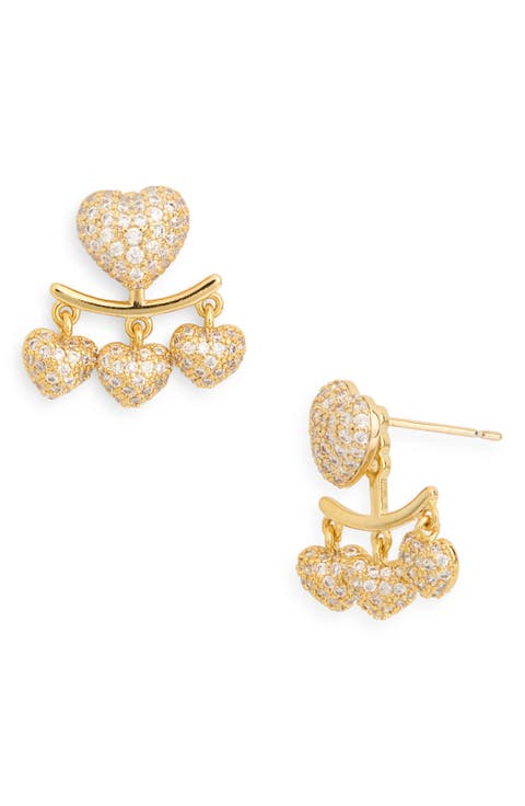 Adriana Heart Branch Front/Back Earrings
