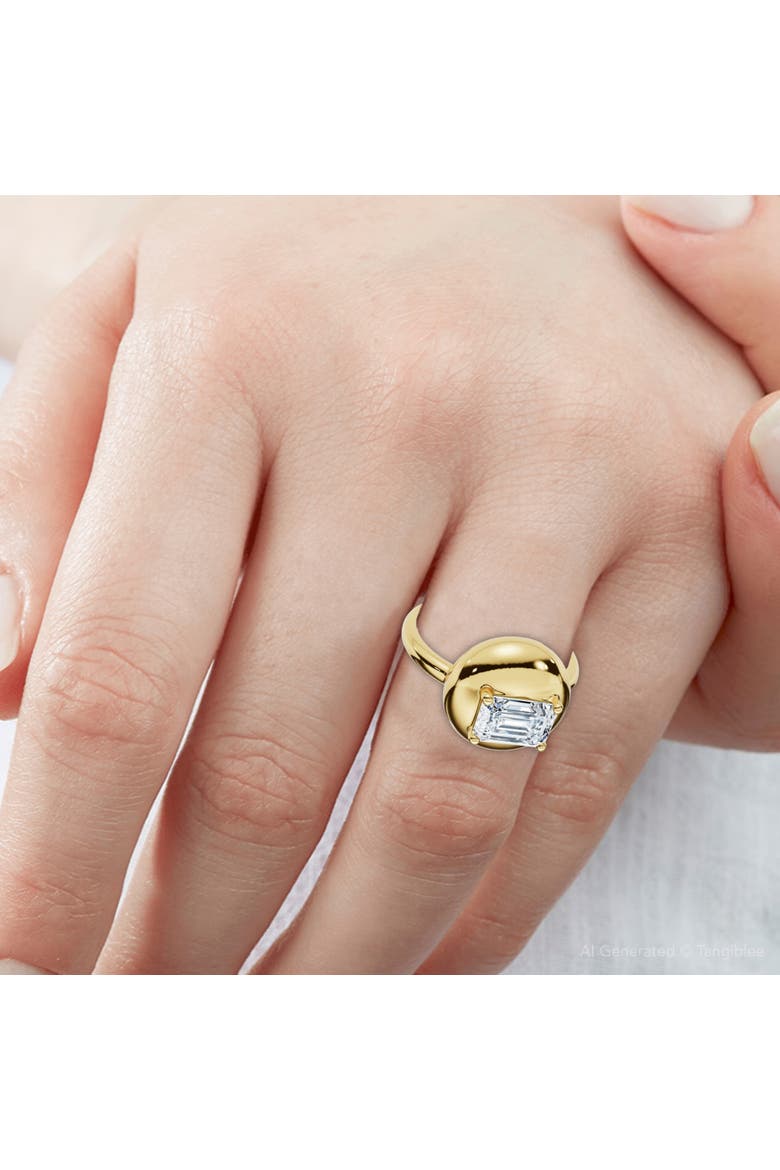 1Ct Emerald Cut Solitaire Candy Button Diamond Ring 14k Gold or Pt Lab Grown, Alternate, color, 14k Yellow Gold