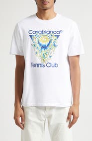 Casablanca Classic Fit Tennis Club Icon Organic Cotton Graphic T-Shirt