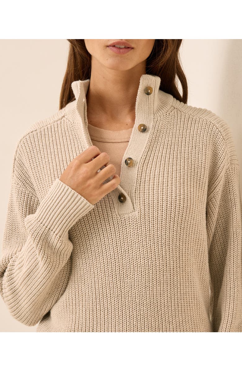 Pact Luxe Knit Henley Sweater, Alternate, color, Flax Heather