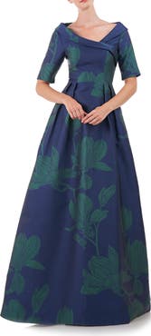 Kay Unger Coco Floral Print Gown