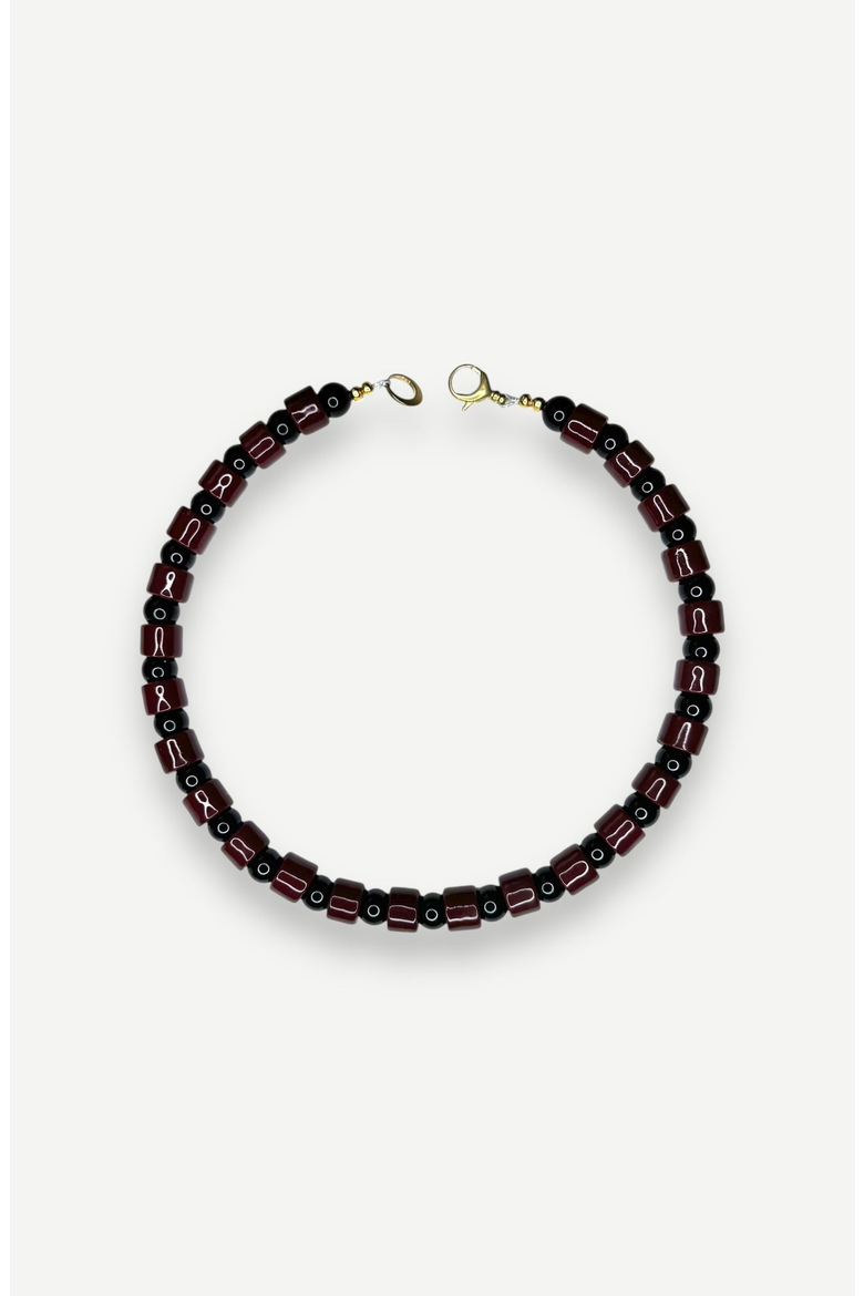 Bead One Sundry Necklace, Main, color, Walnut & Onyx