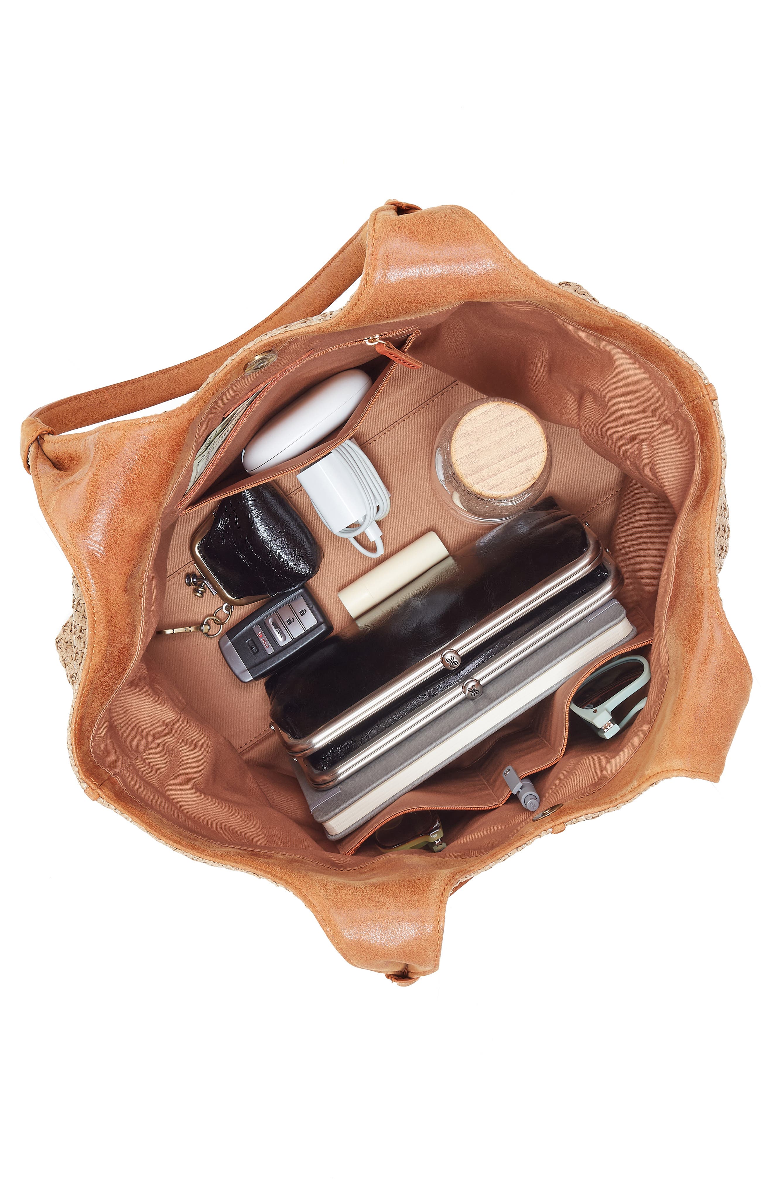 HOBO La Jolla Straw & Leather Tote, Alternate, color, Meadow Woven Straw