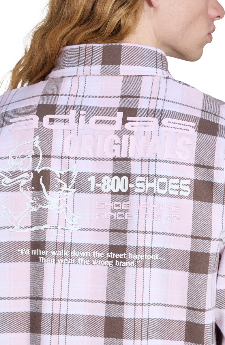 adidas Cotton Flannel Button-Up Shirt, Alternate, color, Clear Pink/ /