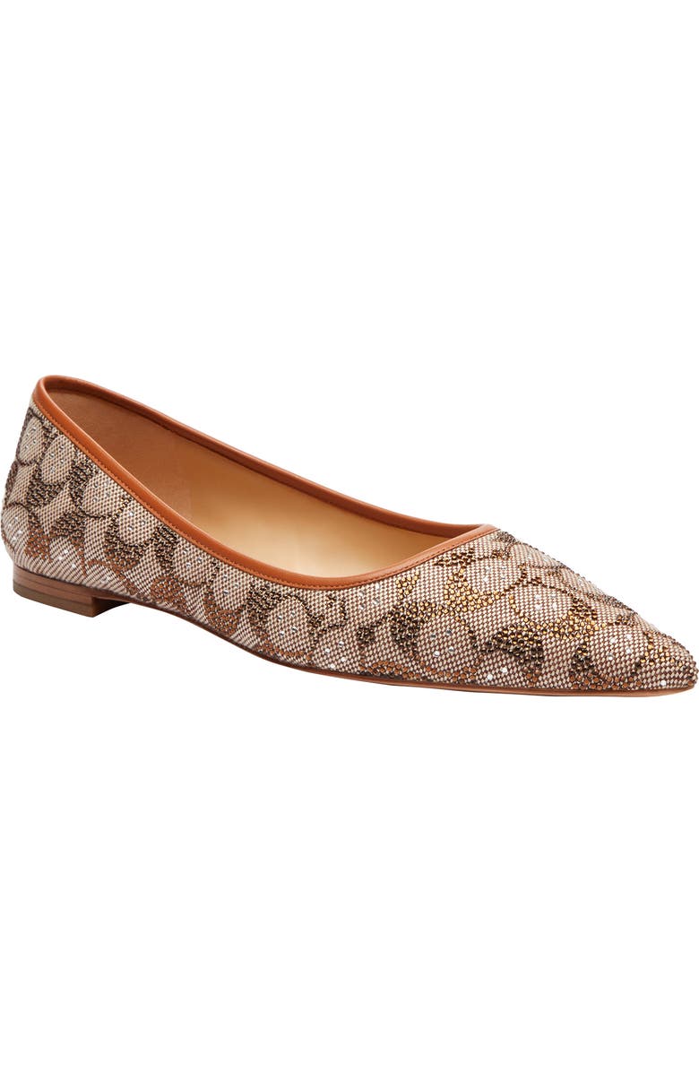 COACH Daphne Crystal Signature Jacquard Pointed Toe Flat, Main, color,
