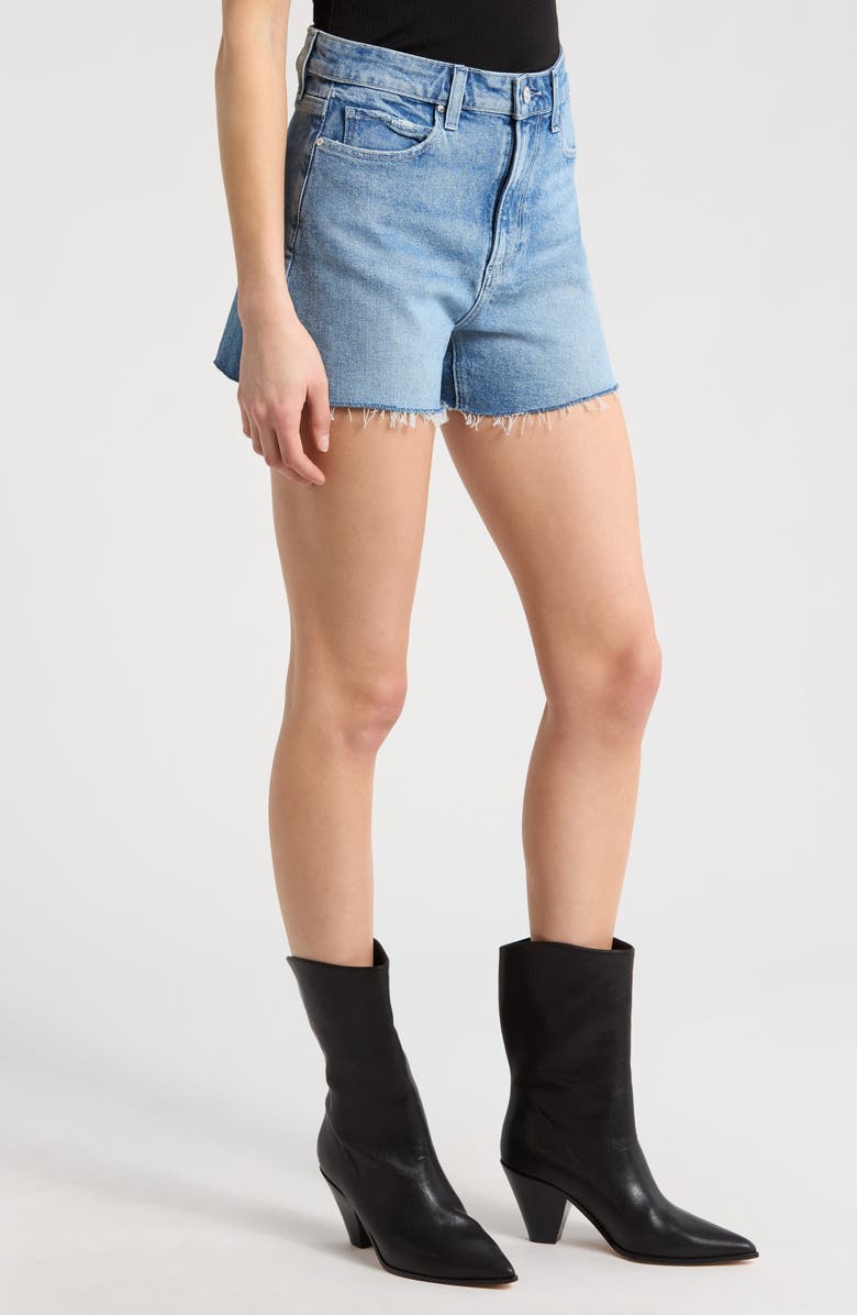 PAIGE Dani Ultra High Waist Cutoff Denim Shorts, Alternate, color, Superpower