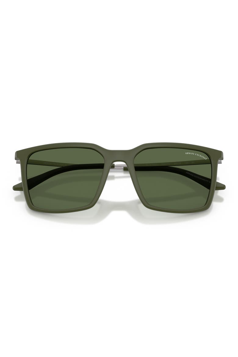 55mm Square Sunglasses, Alternate, color, MATTE GREEN / DARK GREEN