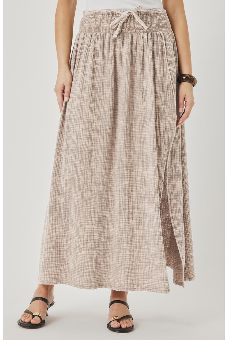Ava Tie Waist Gauze Maxi Skirt, Main, color, LIGHT WICKER BROWN