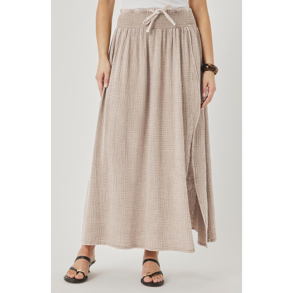 Splendid Ava Tie Waist Gauze Maxi Skirt in Light Wicker Brown at Nordstrom, Size Large