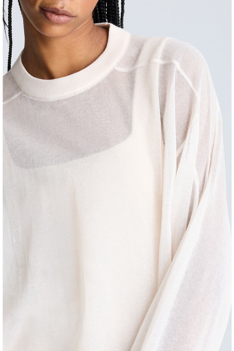 Oversize Sheer Crewneck Top, Alternate, color, OYSTER