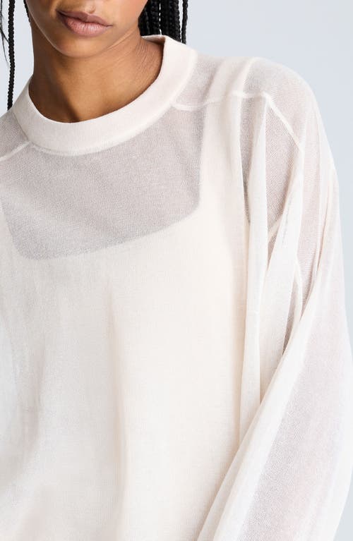 Kenneth Cole Sheer Oversized Crewneck Sweatshirt In Oyster