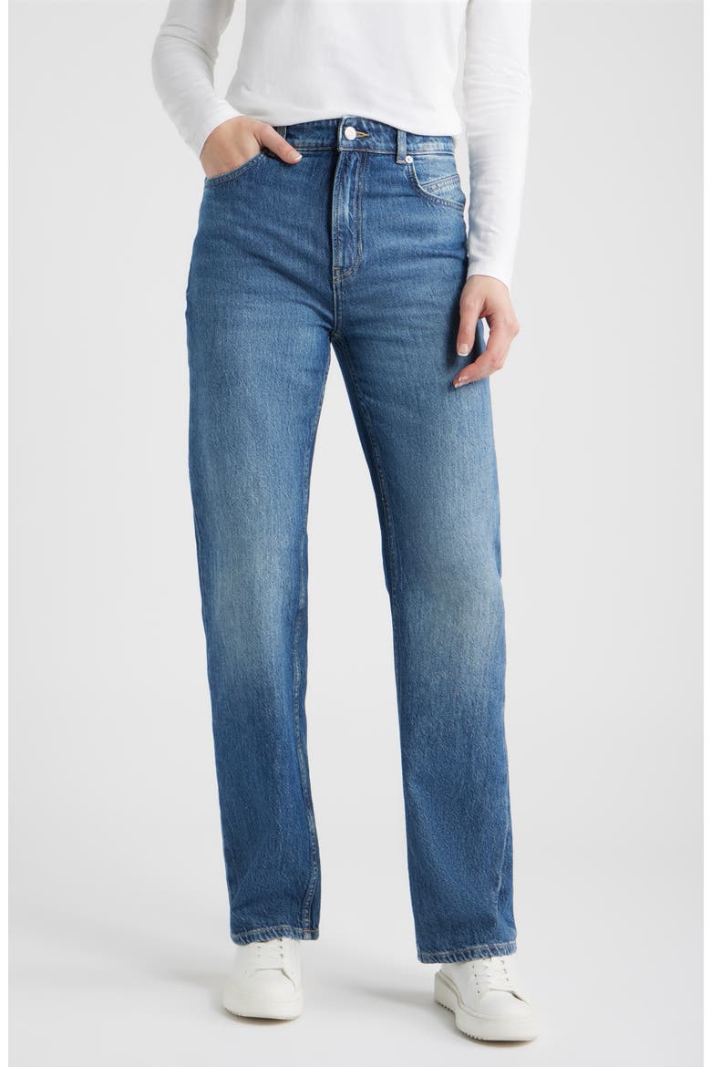 Ada High Waist Straight Leg Jeans, Main, color, DARK BLUE