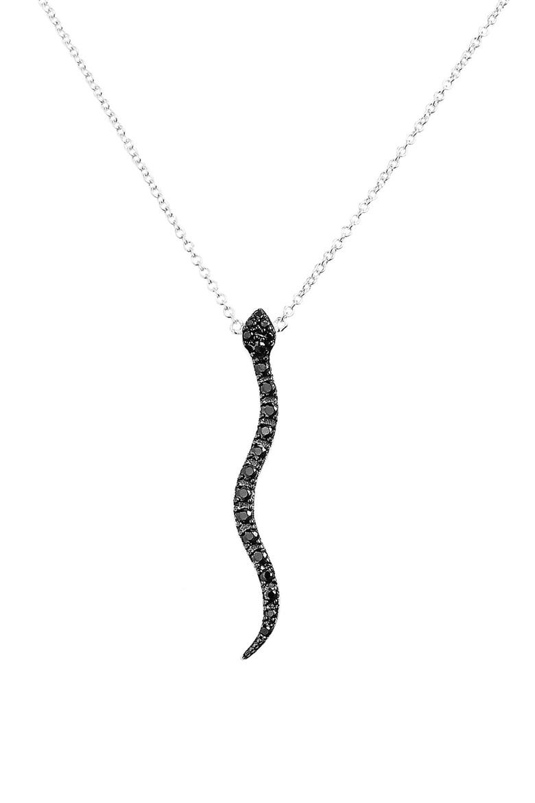 Snake Pendant Necklace, Main, color, SILVER/ BLACK