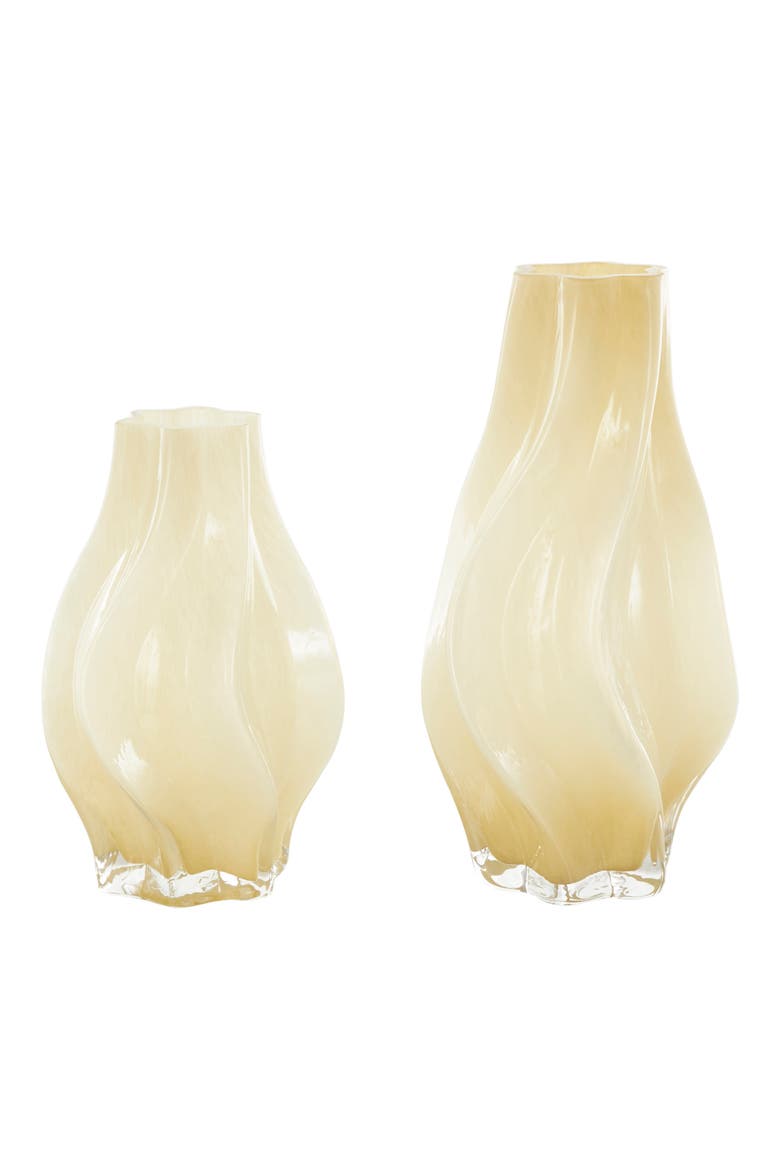 Set Of 2 Glass Vases, Main, color, YELLOW
