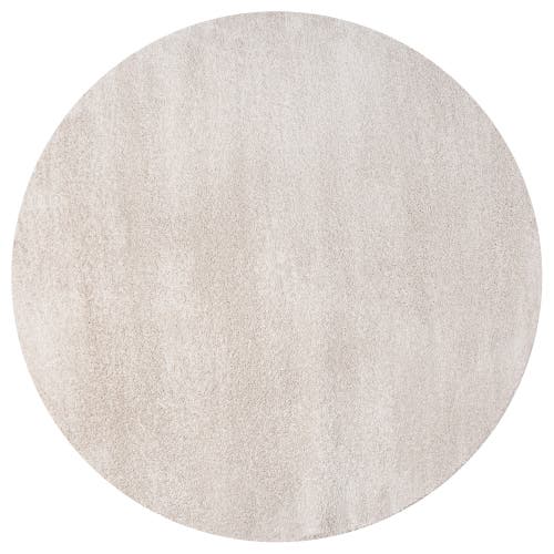 Jonathan Y Haze Solid Low-pile Round Area Rug In Eggshell/ivory