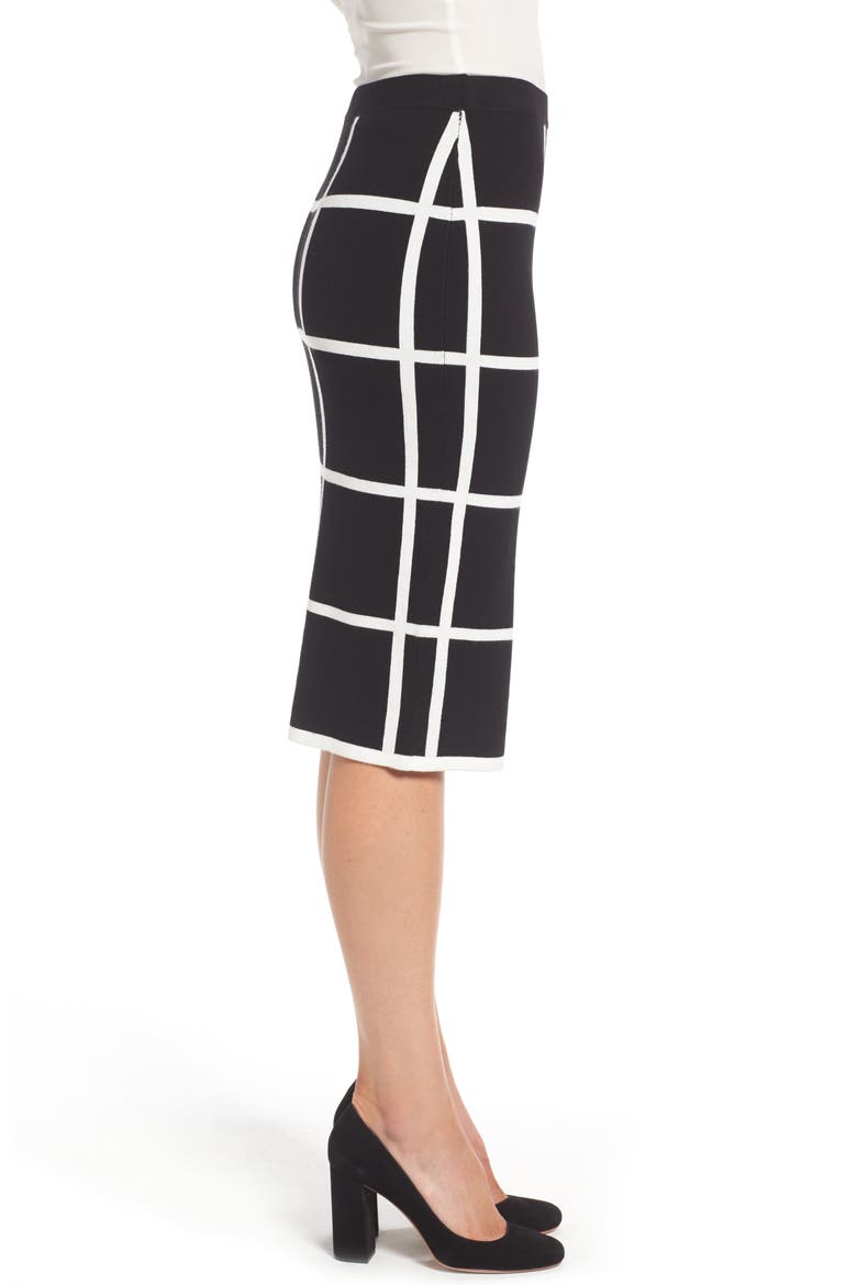 Windowpane Sweater Knit Skirt, Alternate, color, RICH BLACK