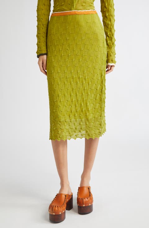 Borlor A-Line Knit Wool Midi Skirt