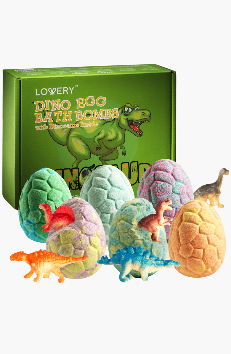Lovery Dinosaur Bath Bomb 12-Piece Gift Set with Surprise Toys, Alternate, color, Multicolored Pastel
