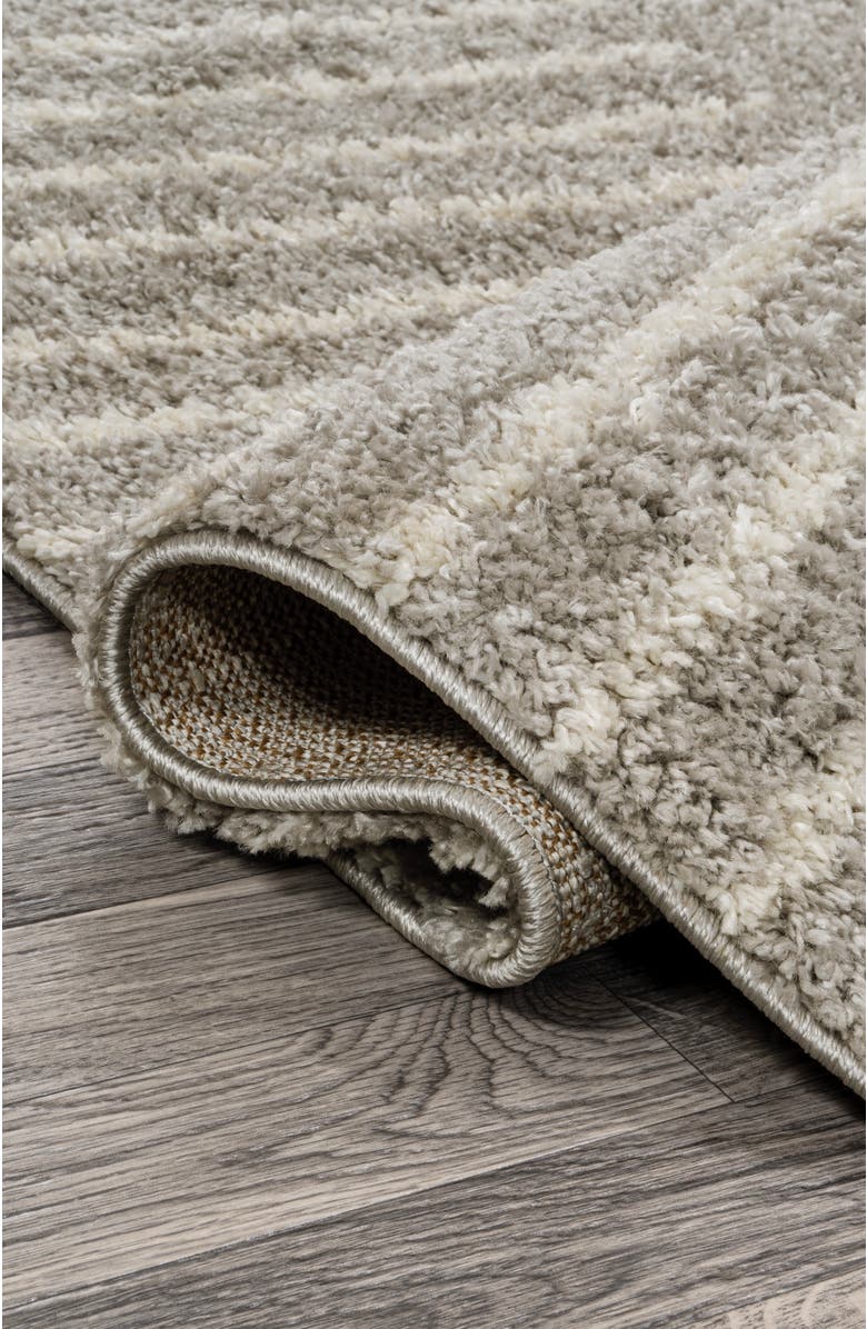 JONATHAN Y Petra Abstract Stripe Geometric Shag Area Rug, Alternate, color, Gray/Ivory