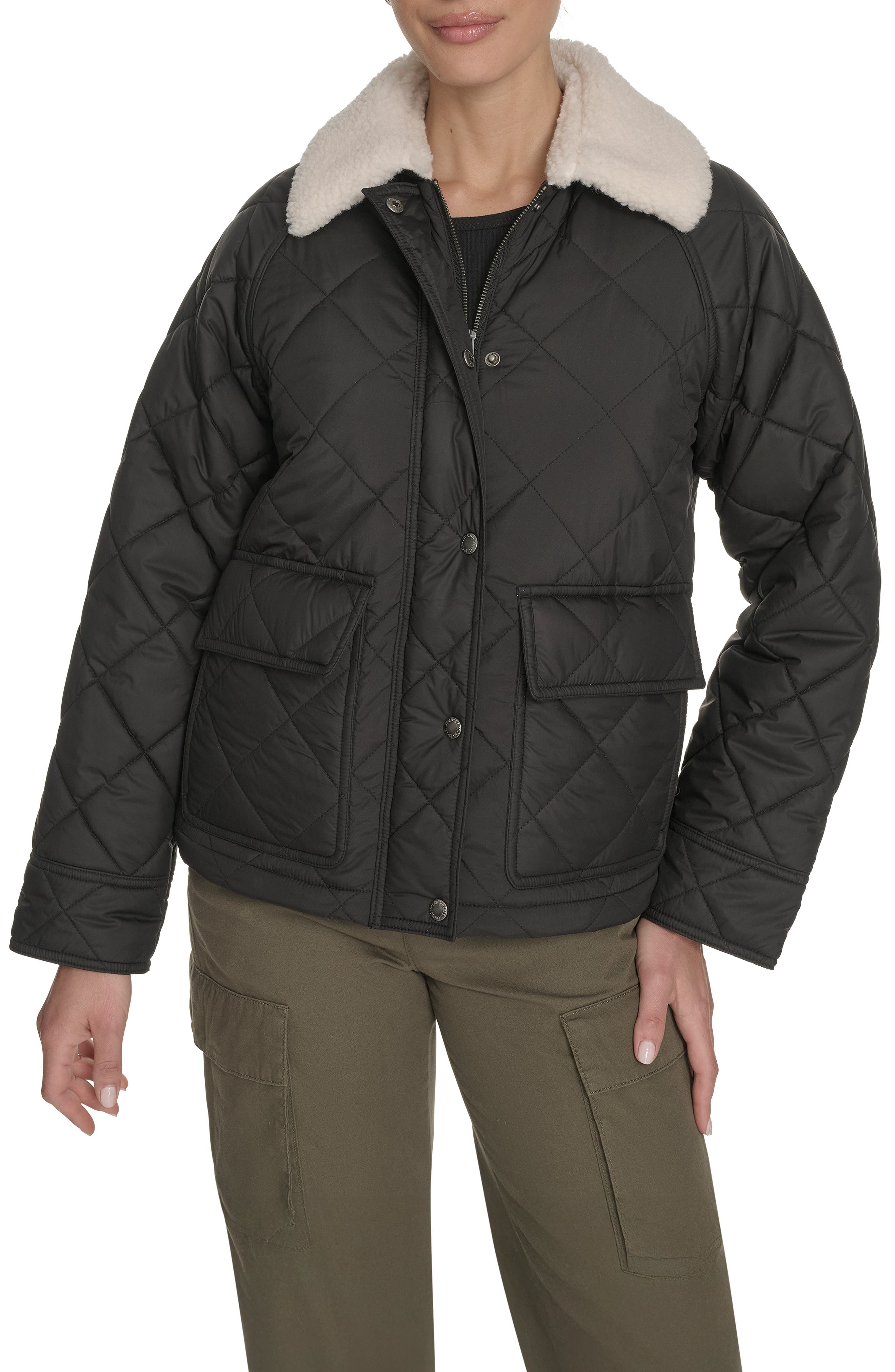 Levi's Faux Shearling Lined Diamond Quilted Barn Jacket