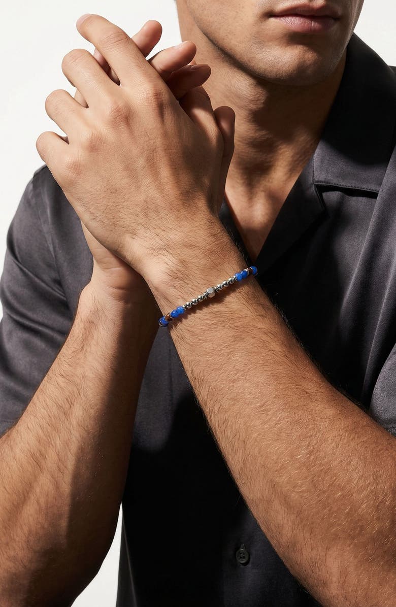 EYE CANDY LOS ANGELES Gabriel Semiprecious Stone Beaded Bracelet, Alternate, color, Silver