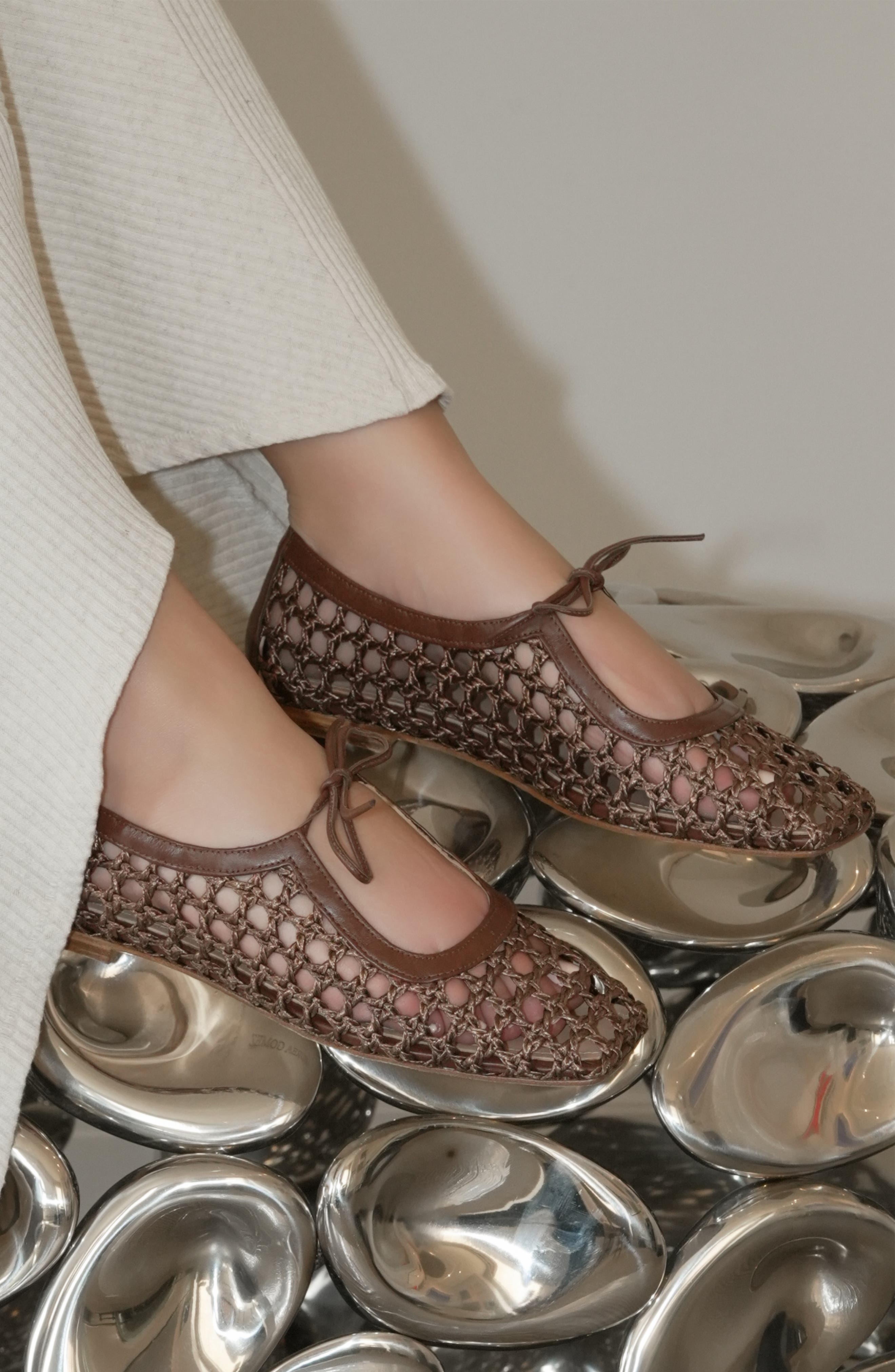 Amelia Raffia Ballet Flat, Alternate, color, Brown