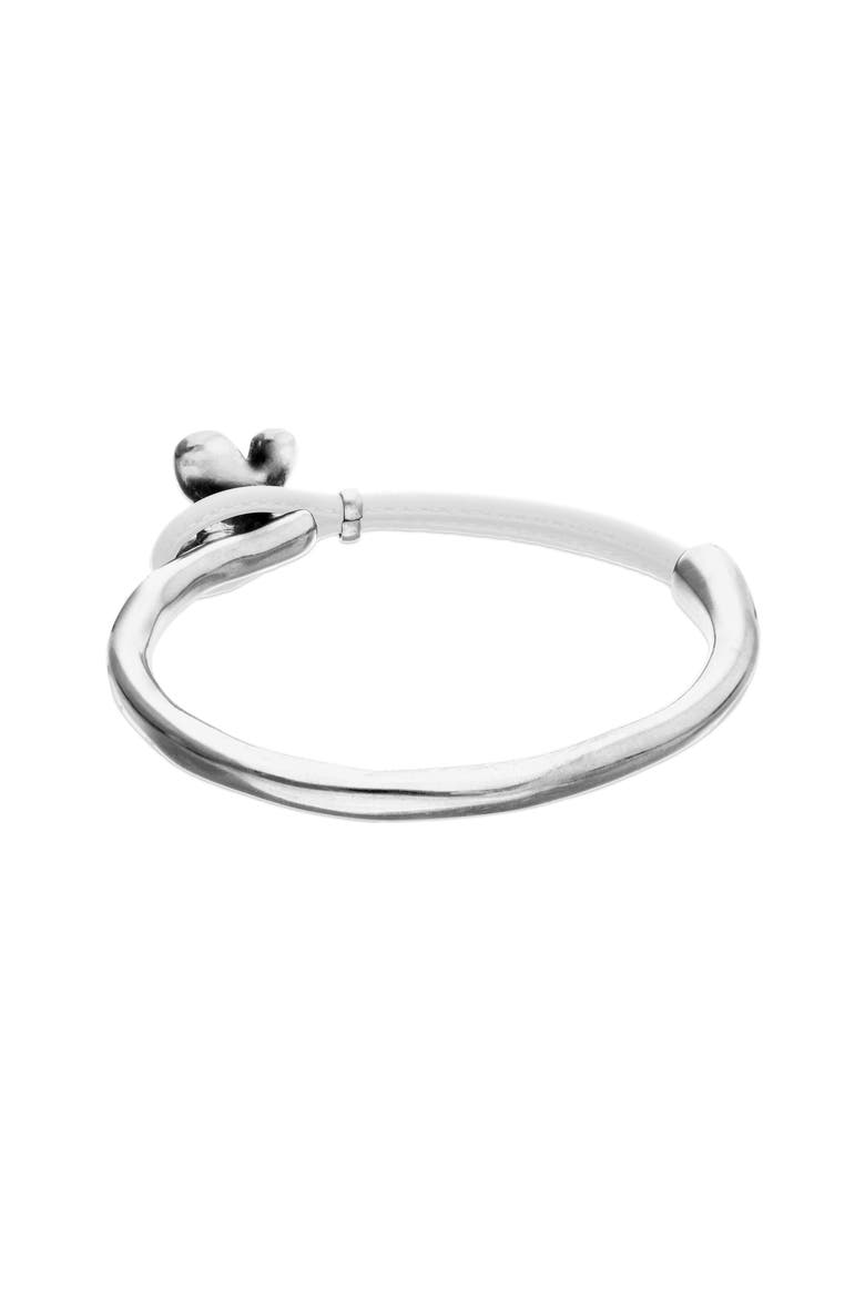Silver-Tone Butterfly Leather Bracelet, Alternate, color, White