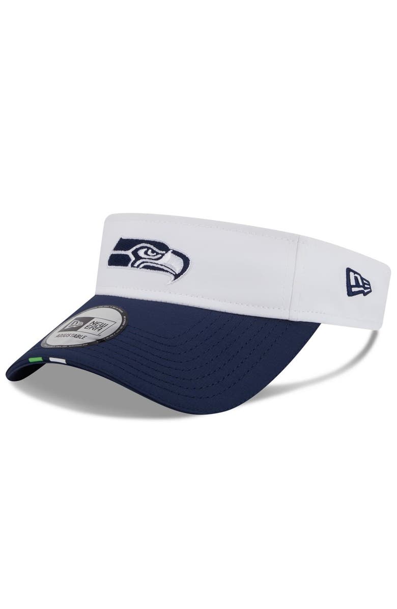 New Era Men's New Era White/College Navy Seattle Seahawks 2025 NFL Training Camp Adjustable Visor, Main, color, White