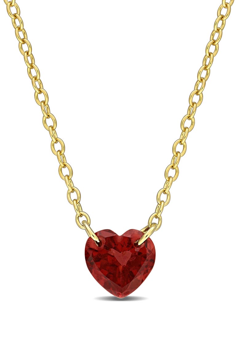 Garnet Heart Pendant Necklace, Main, color, RED