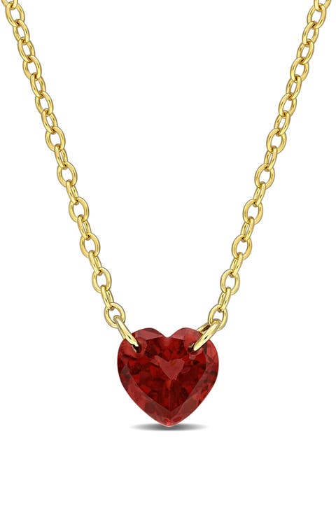 Garnet Heart Pendant Necklace
