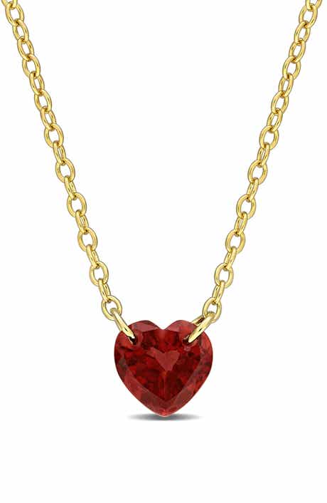 DELMAR Garnet Heart Pendant Necklace
