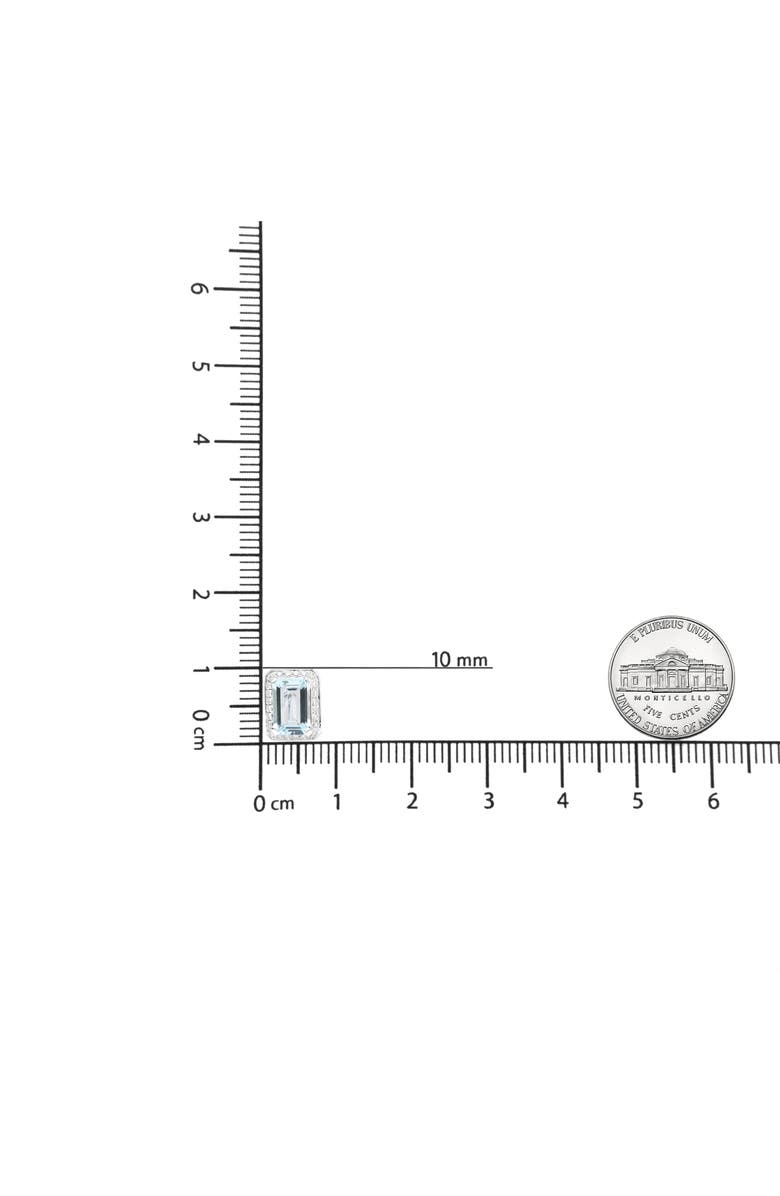 Haus of Brilliance 18K White Gold 3/4 Ct Diamond & Blue Aquamarine Gemstone Halo Omega Stud Earrings, Alternate, color, White