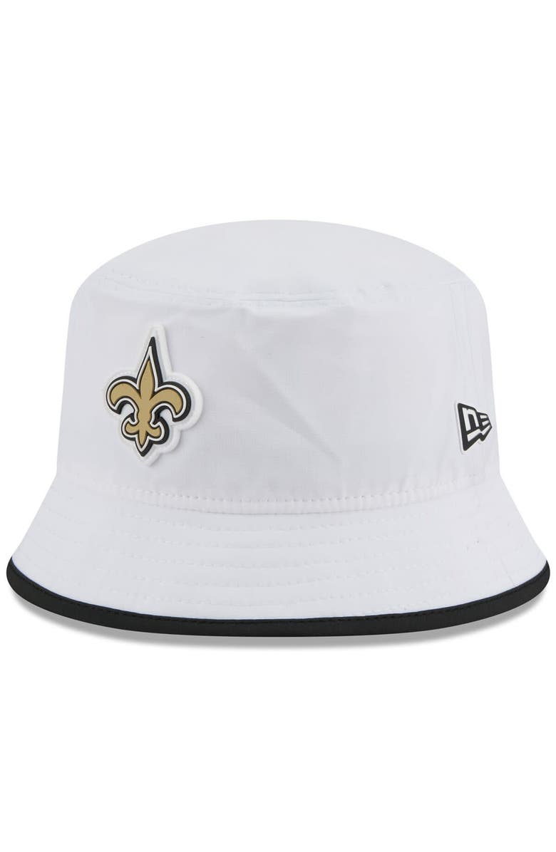 New Era Men's New Era White New Orleans Saints 2025 NFL Training Camp Stretch Bucket Hat, Main, color, White