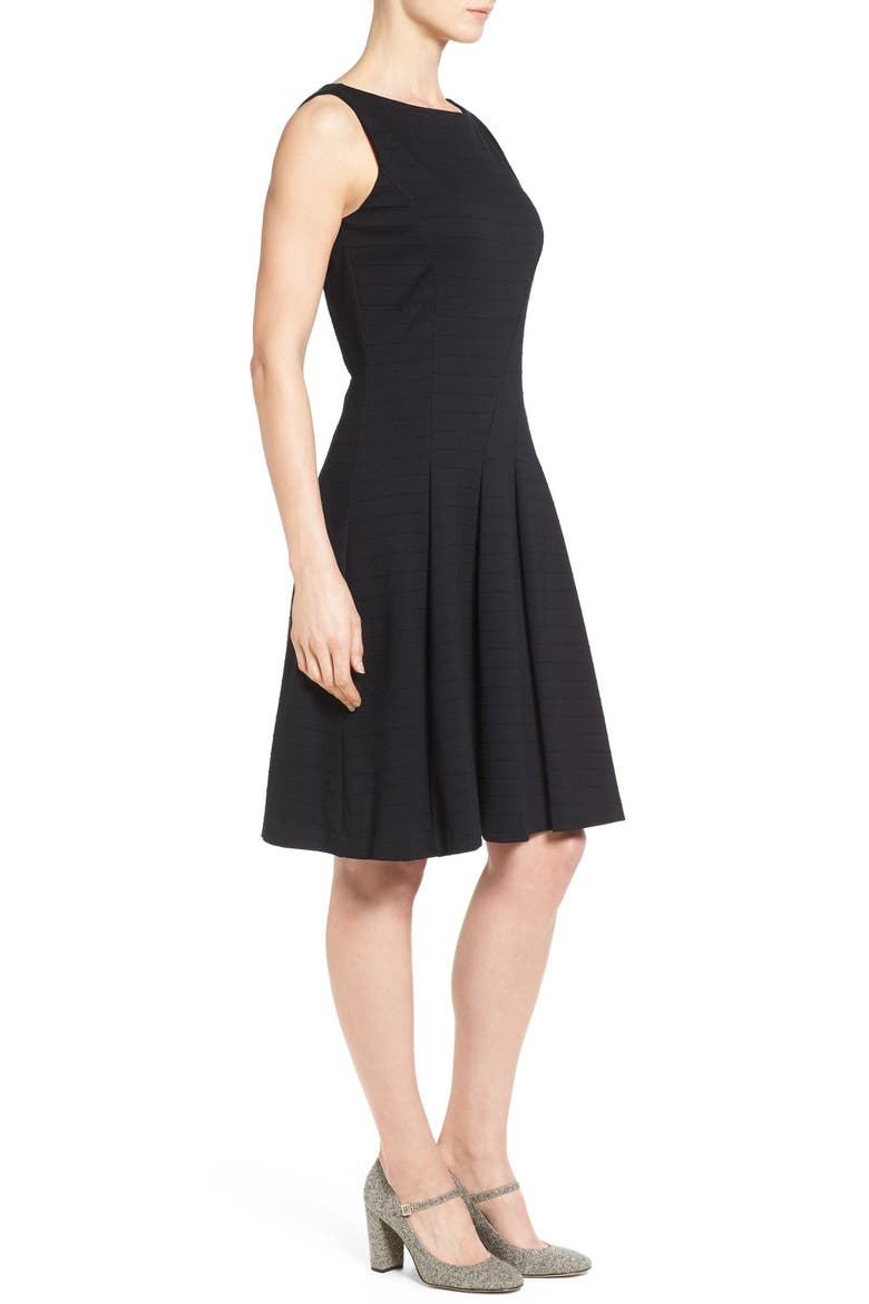 Ponte Fit & Flare Dress, Alternate, color, BLACK
