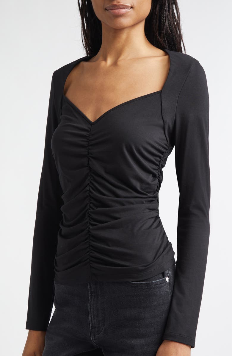 Veronica Beard Salem Ruched Top, Alternate, color, Black