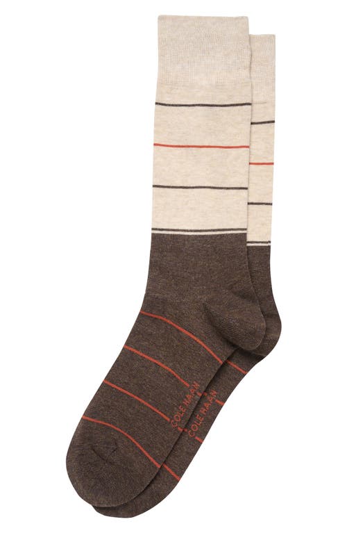 Cole Haan Stripe Dress Socks In Brown