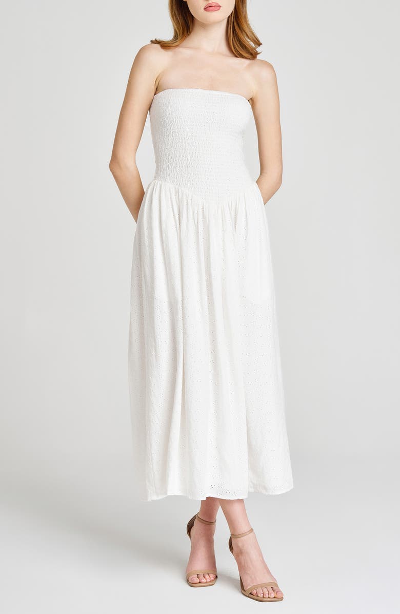 WAYF x Style by COCO! Melody Convertible Strapless Eyelet Dress, Alternate, color, Ivory