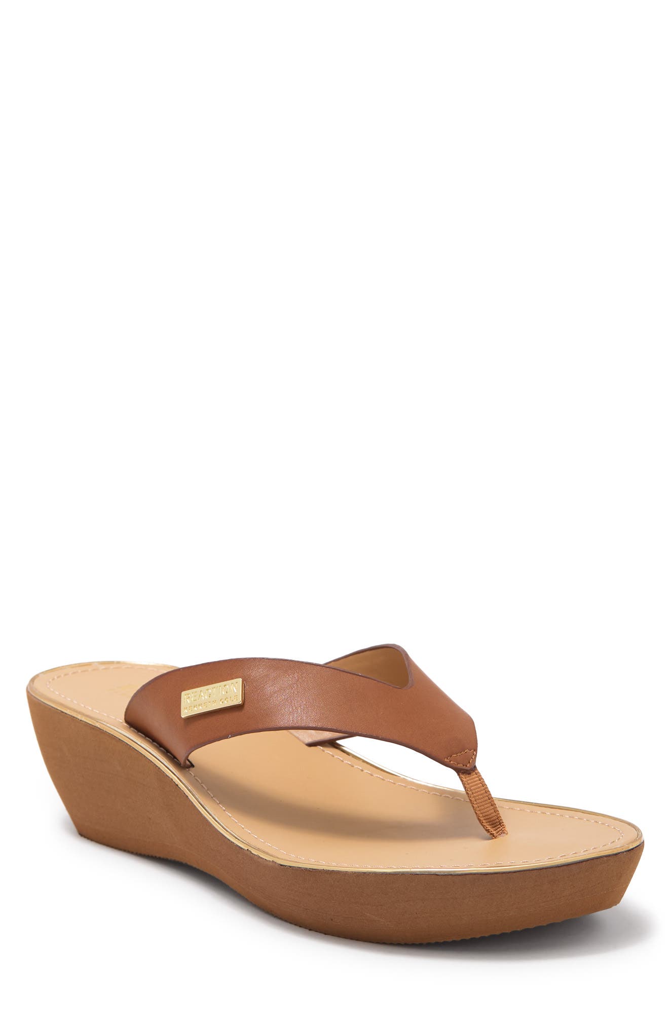 Shine Light Wedge Flip-Flop Sandal, Main, color, TOFFEE
