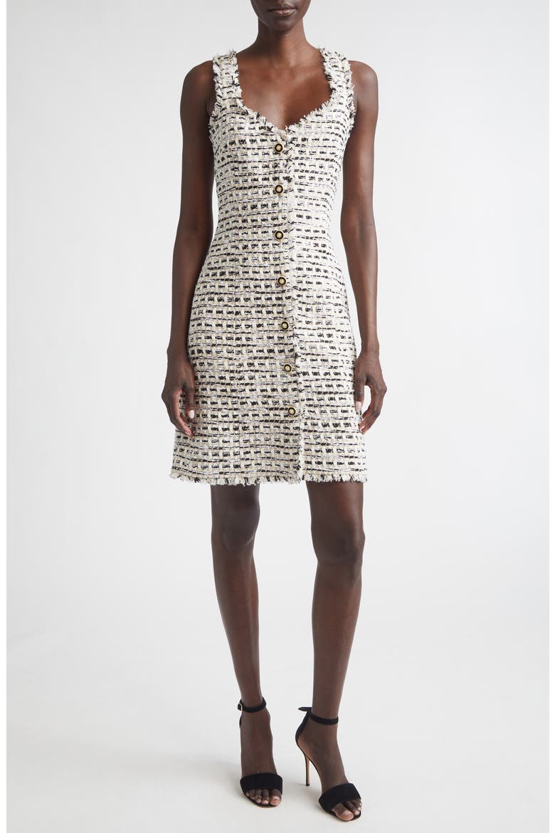 Nicolette Tweed Dress, Main, color, LINEN/ BLACK MULTI
