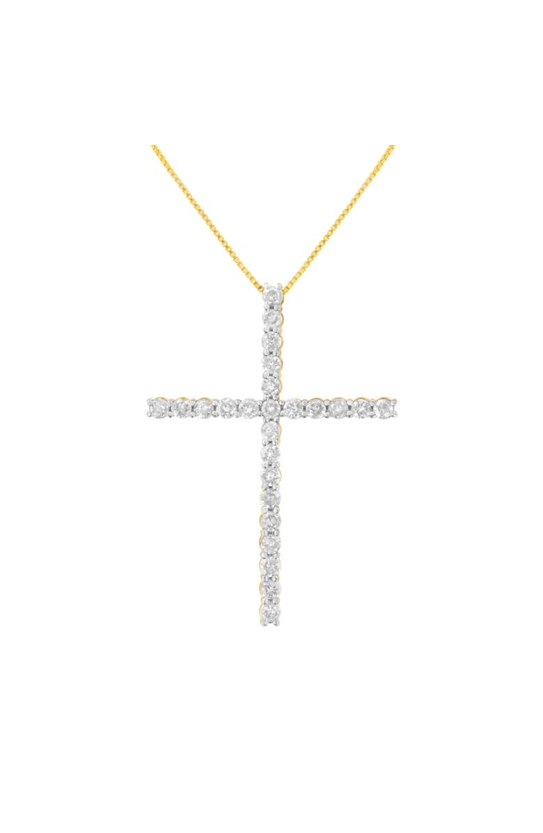 Haus of Brilliance Silver 2 1/2 cttw Diamond Cross Pendant Necklace, Main, color, Yellow Gold Over Silver