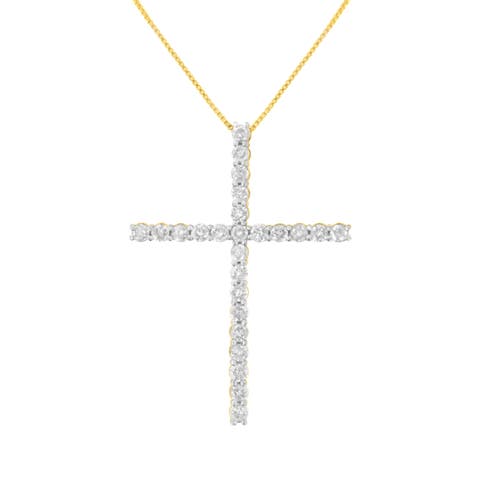 Silver 2 1/2 cttw Diamond Cross Pendant Necklace