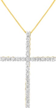 Haus of Brilliance Silver 2 1/2 cttw Diamond Cross Pendant Necklace