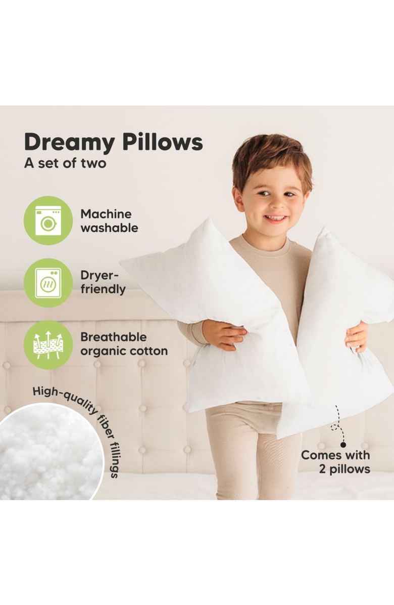 KeaBabies 2-Pack Jumbo Toddler Pillows, Alternate, color, Soft White