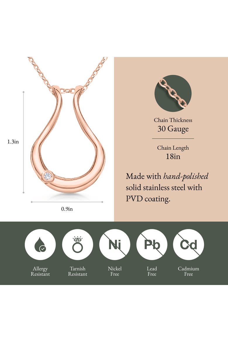 Original Bezel Ring Holder Necklace, Stainless Steel Wedding & Engagement, Gender Inclusive, Alternate, color, RoseGold