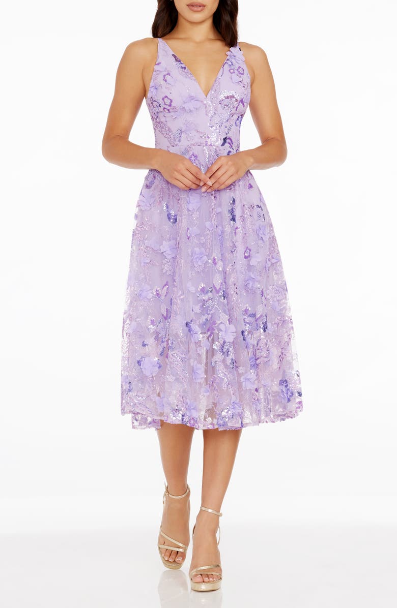 Dress the Population Audrey Cocktail Dress, Main, color, Lavender Multi